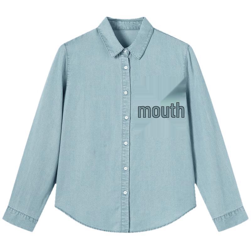 TonLion Women s 2026 Spring Lapel Denim Shirt L