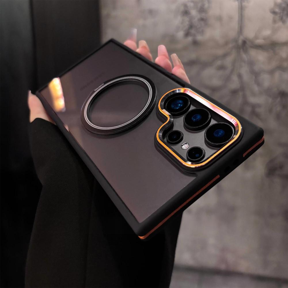 

Подходит для Samsung S25 Ultra Магнитный чехол для мобильного телефона Samsung S24 Ultra Высокопрозрачный металлический объектив Двухцветный защитный чехол S24