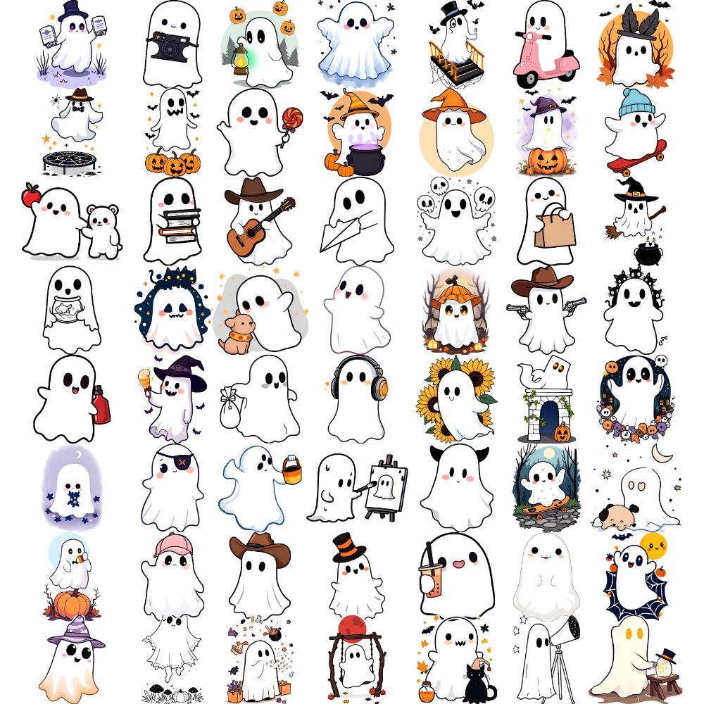 63pcs Temporary Tattoo Ghost Stickers Cartoon Halloween Stickers Waterproof Long-lasting Body Stickers For Boys Girls Arms