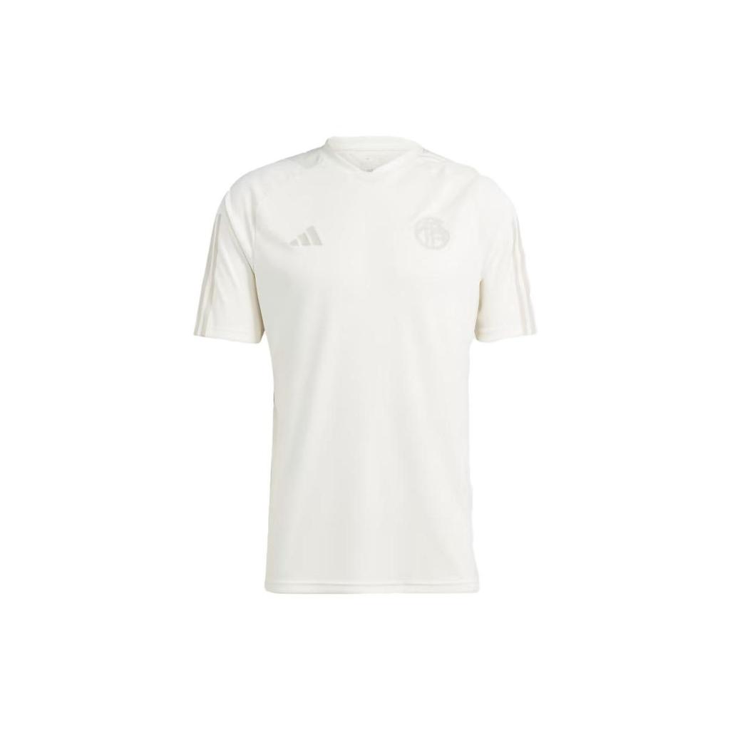 Adidas Solid Color Geometric Pattern Printed Short Sleeve T-Shirt Men Tops White HY3255