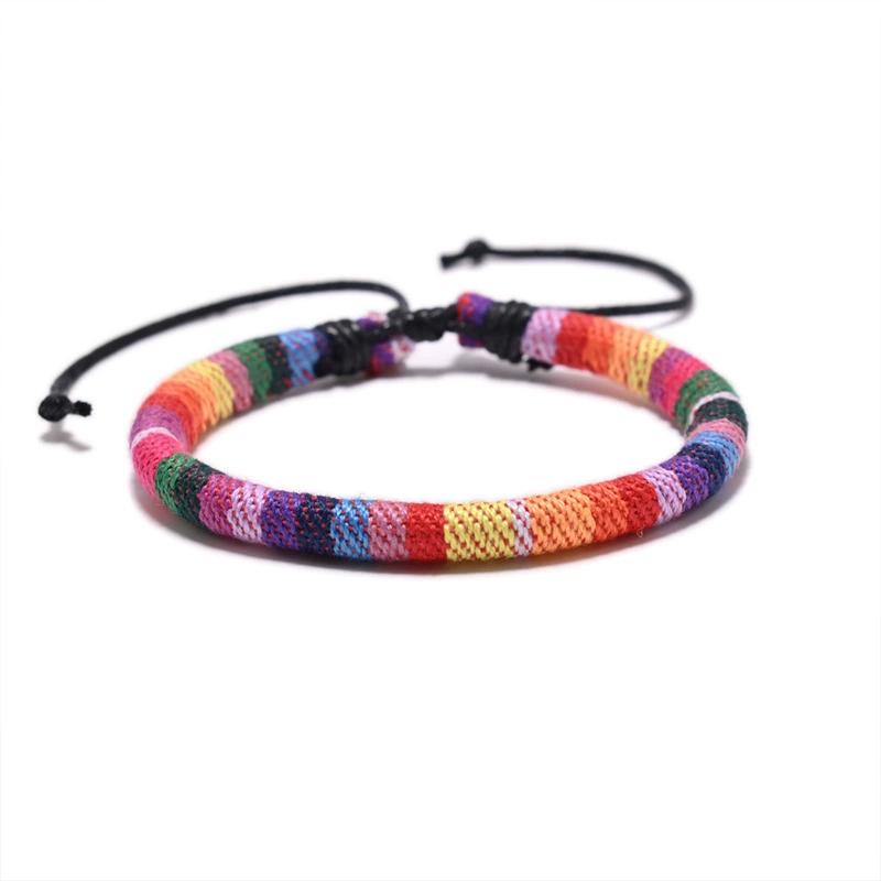 Bohemia Colorful Woven Bracelet Rope String Adjustable Rope Braided Anklets Handmade Friendship Bangles for Men Women Child