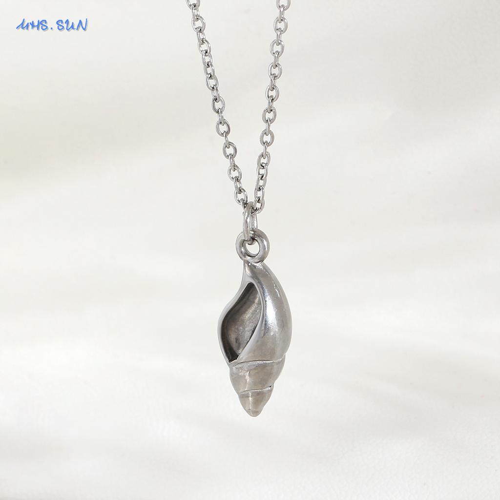 MHS.SUN Seestern Muschel Muschel Anhänger Halsketten Für Frauen Männer Edelstahl Trendige Kette Choker Strandparty Schmuck Sommer