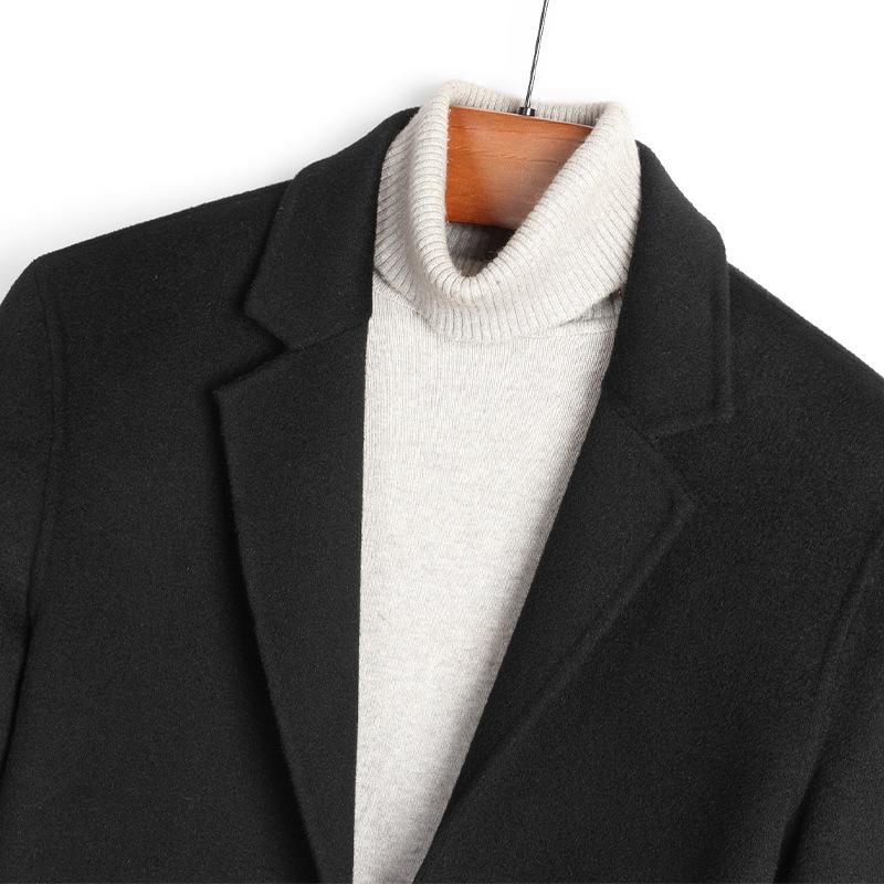 Neuer Frühjahrs- und Herbstanzug aus 100 % Wolle, kurzer kaschmirfreier Anzug für Herren, koreanischer Stil, doppelseitiger Wollmantel