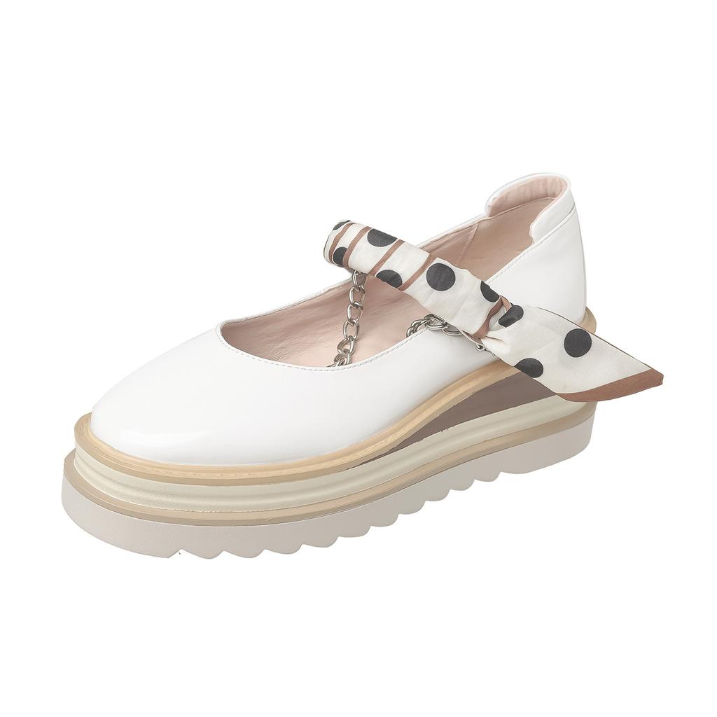 Niche Light Luxury 2025 Women's Shoes High-heeled Soft Leather Foreign Trade Retro Single Shoes Low-top Thick-soled Wedge Heel Single Leather