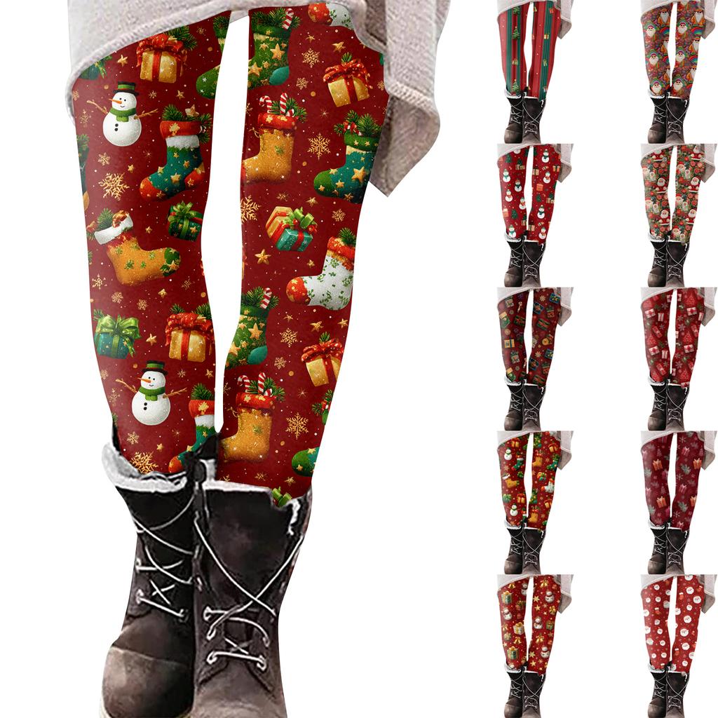Women's Christmas Print Slim Fit Elastic Yoga Casual Pants