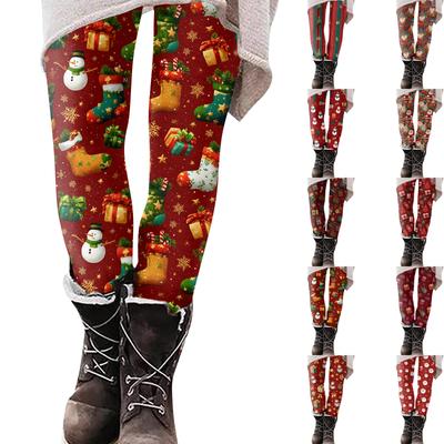 Women's Christmas Print Slim Fit Elastic Yoga Casual Pants