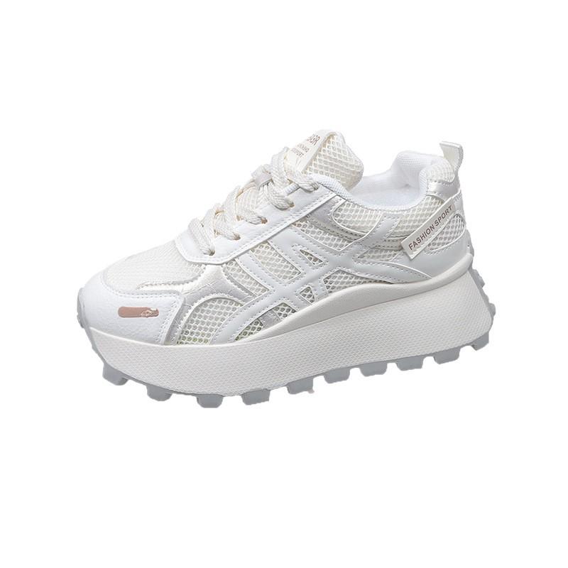 Thick-soled inner height-increasing mesh shoes women's breathable mesh Forrest Gump shoes 2025 new popular sports and leisure dad shoes women