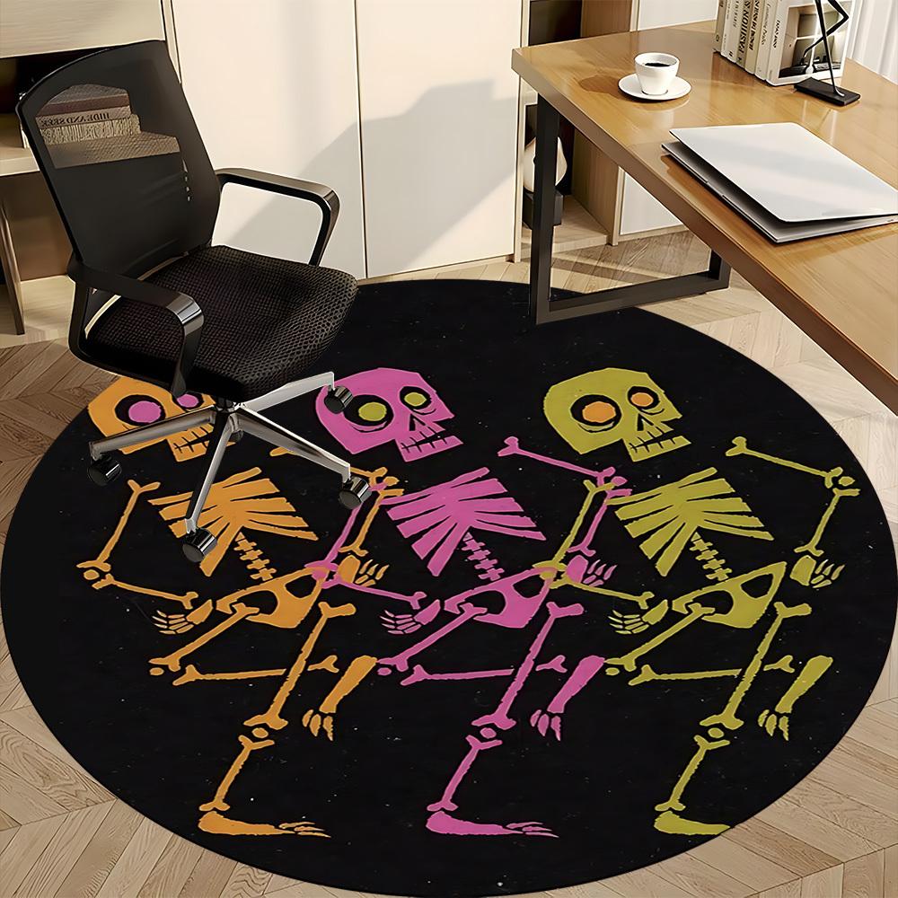 1PC Skeletoons Skeletons Office Round Area Rug, Mat Suitable For Office, Under Office Chairs Bedroom Living Room Home Decor, Room Deco