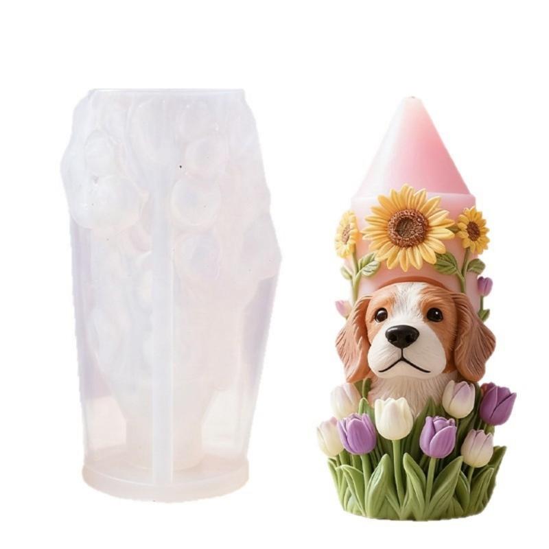 

Dog Flower Embossed Silicone Candle Molds Heat Resistant for Resin Casting Making Candle Soap Festival Home Decoration 1