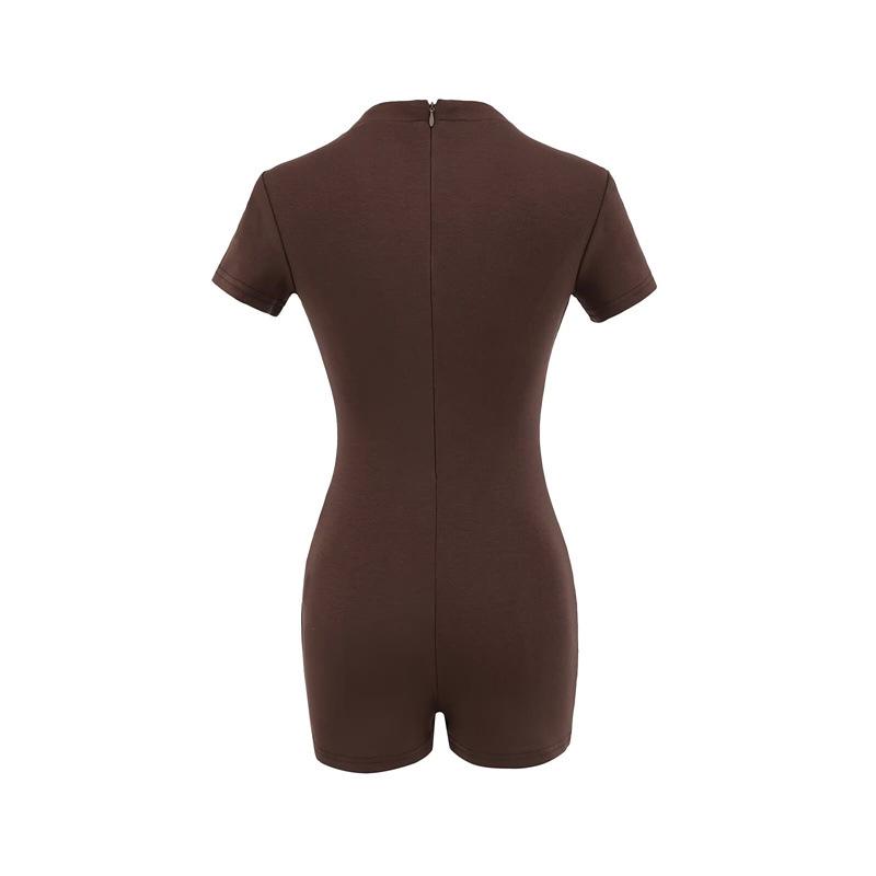 Eleganter Bodysuit mit tiefem V-Ausschnitt, Schnürung und kurzen Ärmeln: Damen Schlankheits-Stretch-Passform