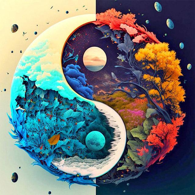Diamond Painting Set Tai Chi Sunflower Full Square Round Mosaic Embroidery Yin Yang Landscape Home Decor