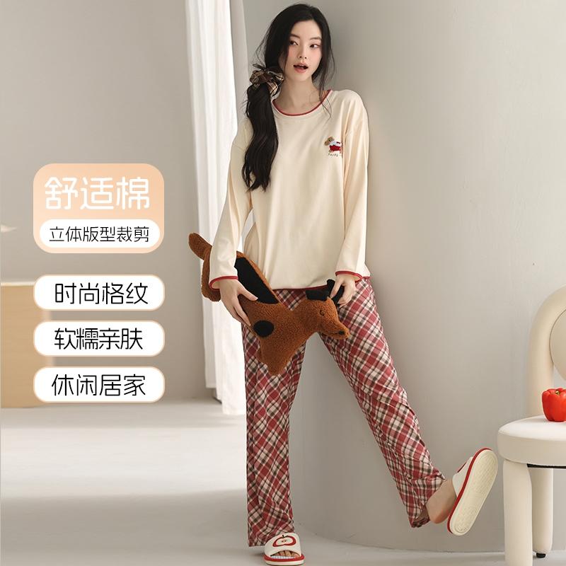 Women's Lightweight Cotton Cartoon Pattern Pajama Home Clothing Set