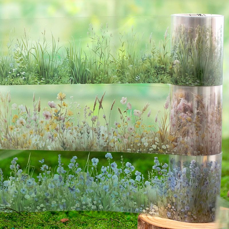 Twilight PET Tape: Green Notes & Plant Collage Stickers - 6 Styles for Bullet Journals & DIY Decor