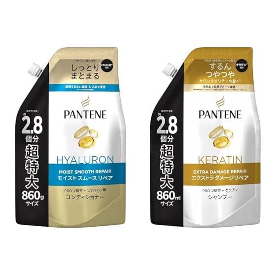 Pantene [Set] Conditioner Refill 860g + Shampoo Refill 860ml Moist Smooth & Extra Damage