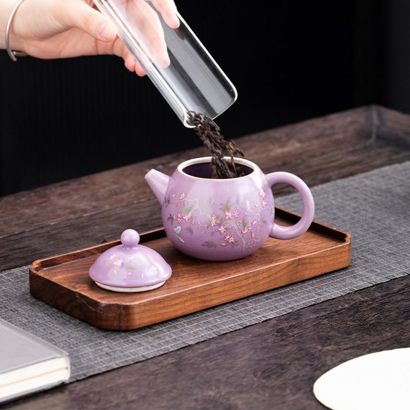 Purple Porcelain Ru Kiln New Model Brewing Household Small Tea Table Complete Set Light Luxury High-end