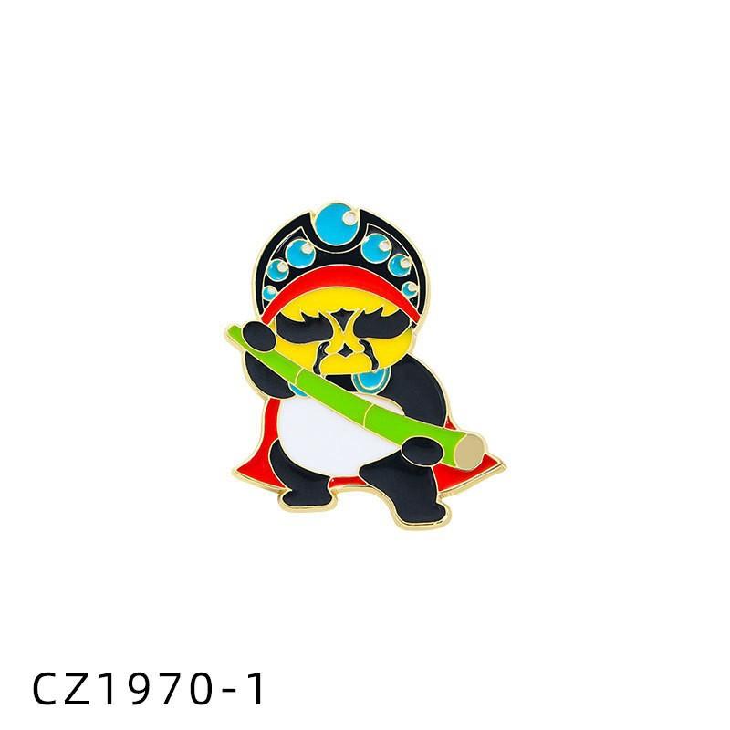 Zinc Alloy Enamel Dropping Brooch, Cute Cartoon Lucky Panda Snake Pattern 2025 Year of the Snake, New Year Festival Decorative Lapel Pin Badge