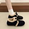 Pantofi casual din catifea cu talpă moale pentru femei, noi de iarnă, cu fundă retro, pantofi pufoși cu un singur pas, pantofi de bumbac plați pentru femei