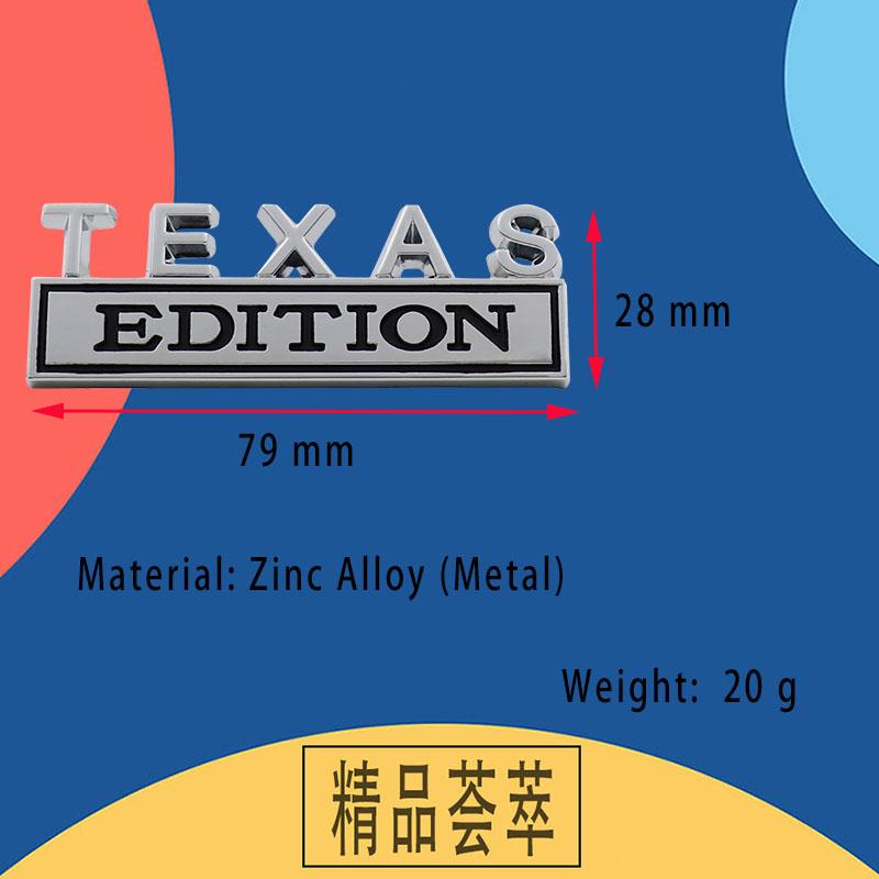3D Car Styling TEXAS Edition Car Grille Fender Trunk Rear Bonnet Nameplate Decal Emblem Badge Sticker