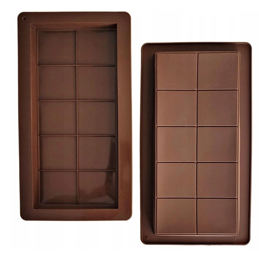 Premium Silicone Dubai Chocolate Mold Non-Stick ADAIVIUME Classic 10-Square Chocolate Mold 25x13x2 Cm Brown
