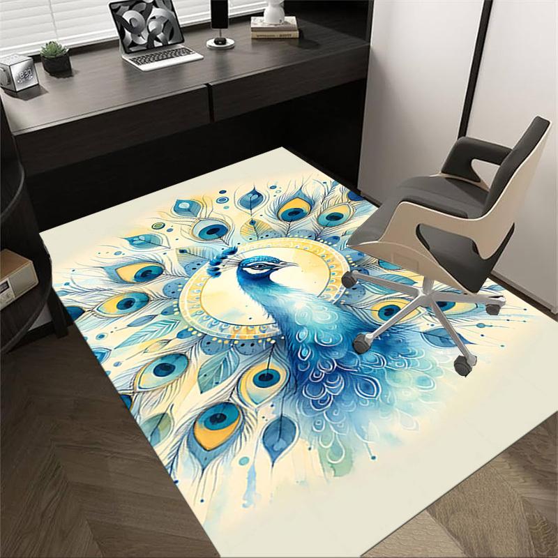 1PC Peacock Feathers Extra Large Non Slip Floor carpet, Office, family, Studio   Large Area Rug Indoor Rugs, Bold Statement Piece