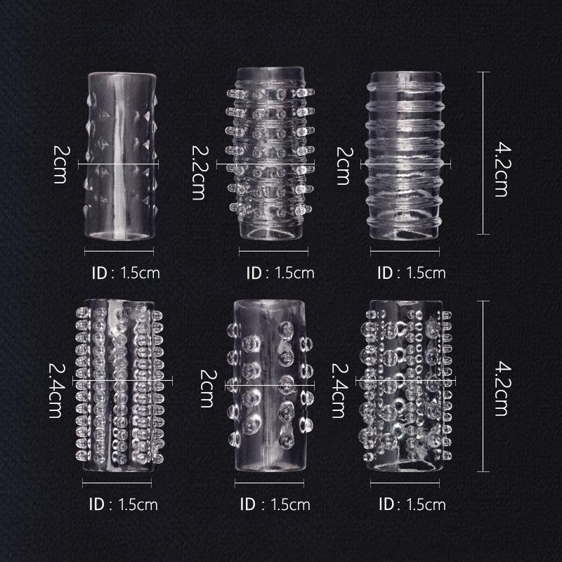 Masażer pochwy Rękaw na palec Pierścienie na penisa Zabawki erotyczne dla kobiet i mężczyzn Kolce Kropkowane Powiększ Prezerwatywy Stymulacja Produkty erotyczne