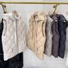 Autumn and Winter Duck Down European Version New Solid Color Versatile Big Pocket Vest Hooded Down Vest Women