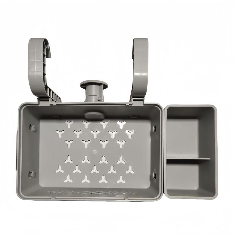 

Space Saving Poolside Basket Towel Drink Organizer Above Ground Pool Storage Shelf Swimming Accessories Mounting Hooks серый