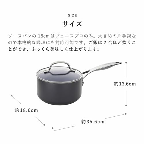 GREENPAN Venice Pro Saucepan, 18cm, Induction, Gas, and Dishwasher Safe, PFAS-Free, Non-Stick, Easy to Clean, Scratch and Impact Resistant, Ceramic Co