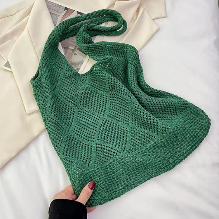 New women's hollow knitted handbag beach bag