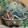 MermaidElegance Waterproof Metal Wall Art UV Printed Home Decor Rustproof Sign