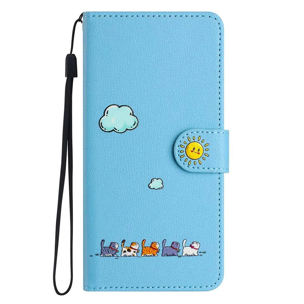 Book-style Flip Cover with Cartoon Animal Print Case For iPhone 16E 16 15 Plus 14 13 12 mini 11 Pro Max 10 XS X XR Stand Cover
