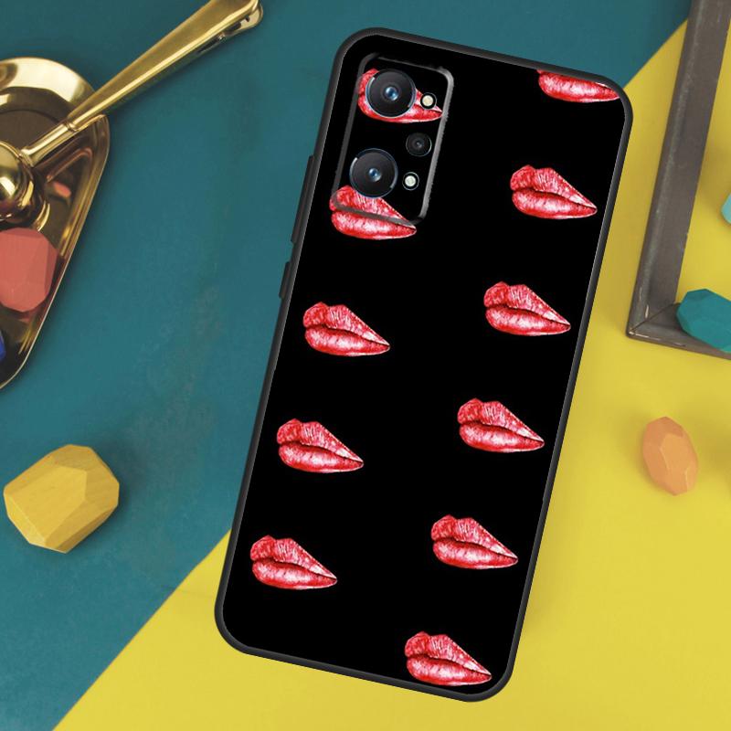 Kiss Me Lips Lipstick Case For Realme 10 11 12 13 14 Pro Plus GT 5 6 6T GT7 Pro C67 C61 C53 C51 C21Y C25S C55 C75