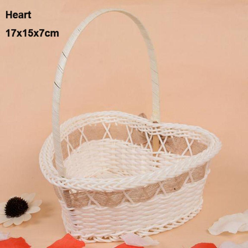 Beautiful Hand Made Storage Baskets With Handle Wicker Flower Basket  For Plant Home Wedding