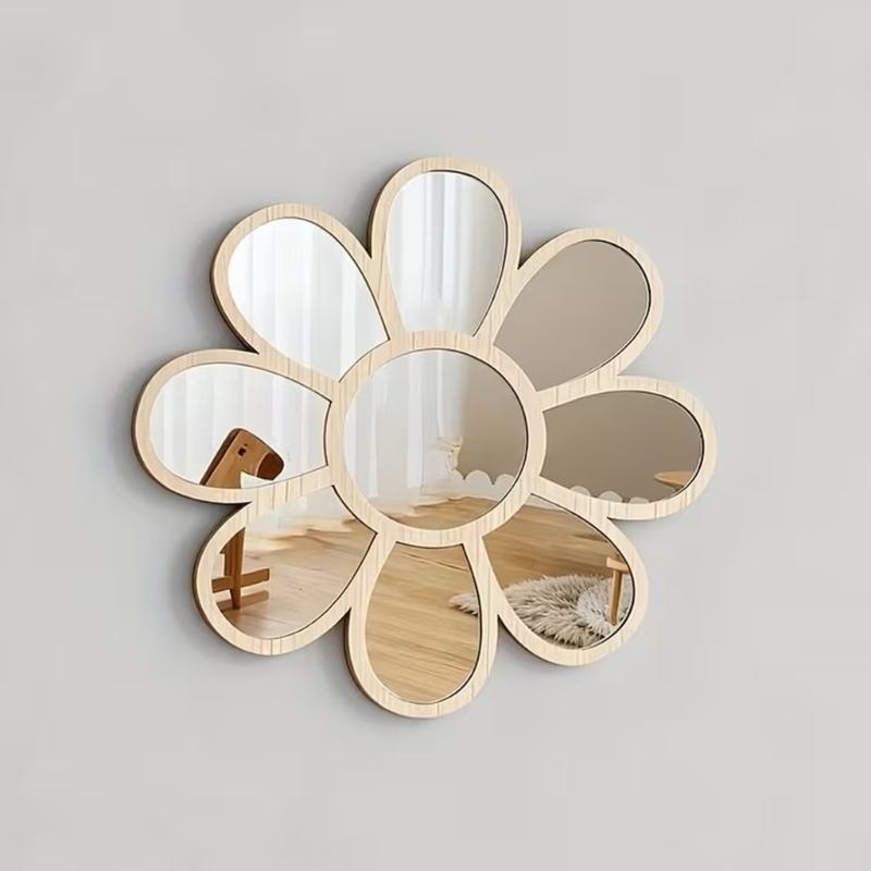 Bohemia Wall Mirror Decors Flower Decorative Mirror Rustics Farmhouse Wall Decors for Bedroom Bathroom Wall Mount Mirror