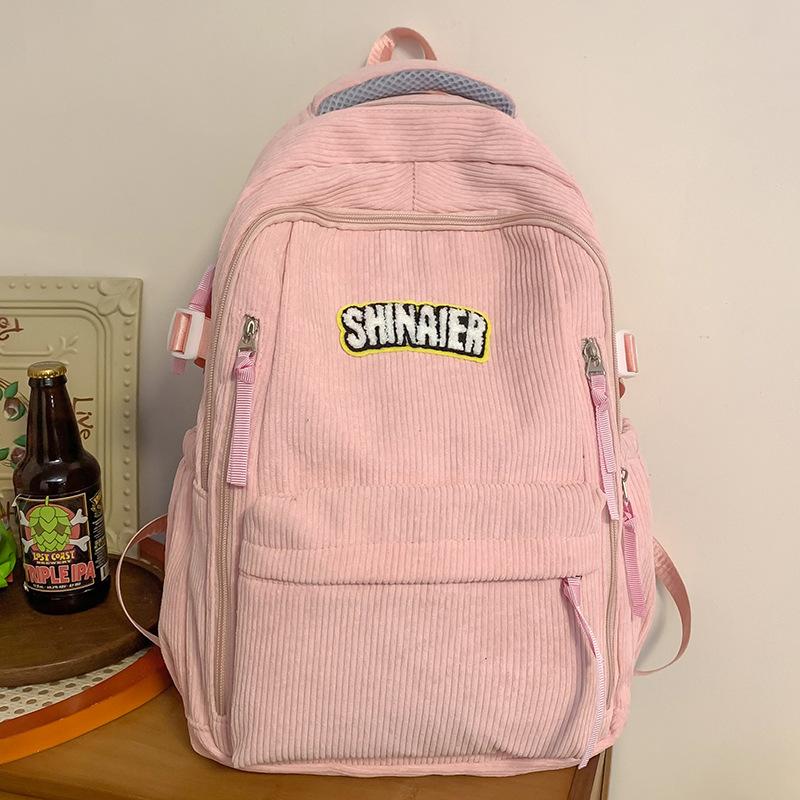 Children Elementary School Girls Junior High School Corduroy Backpack Middle School College Backpack