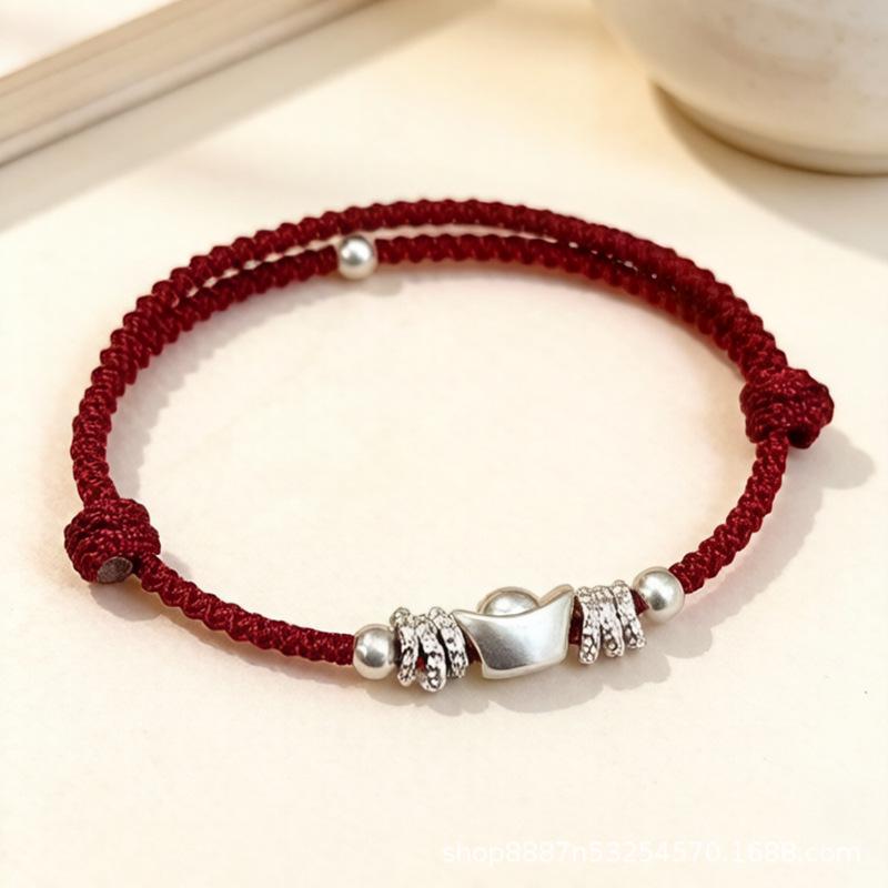 Pure Silver 999 Cinnabar Women's Zodiac Red Rope Silver Bracelet