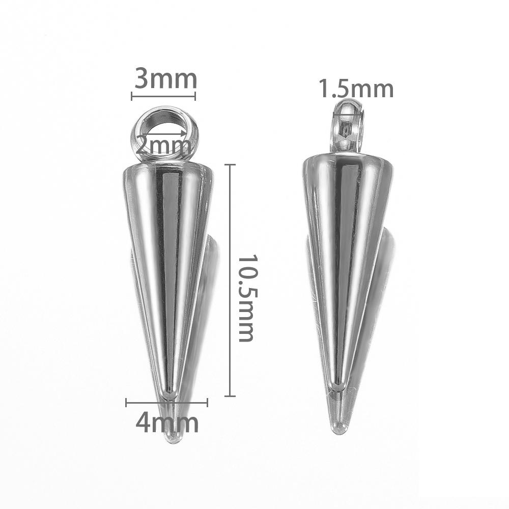 

10PCS Stainless Steel Cone Bullet Choker Charms Spike Beads Pendants for Women Man Hoop Earring Necklace Jewelry Making Supplies