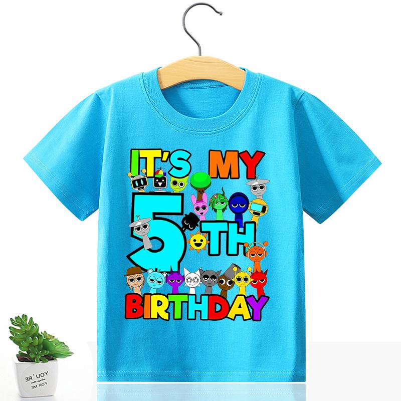 Sprunki Bursdagstall T-skjorte Jente Gutt Sommer Kort Erm Mote Casual Barn Baby Topper Søt T-skjorte Tegneserie Småbarnsklær Gave