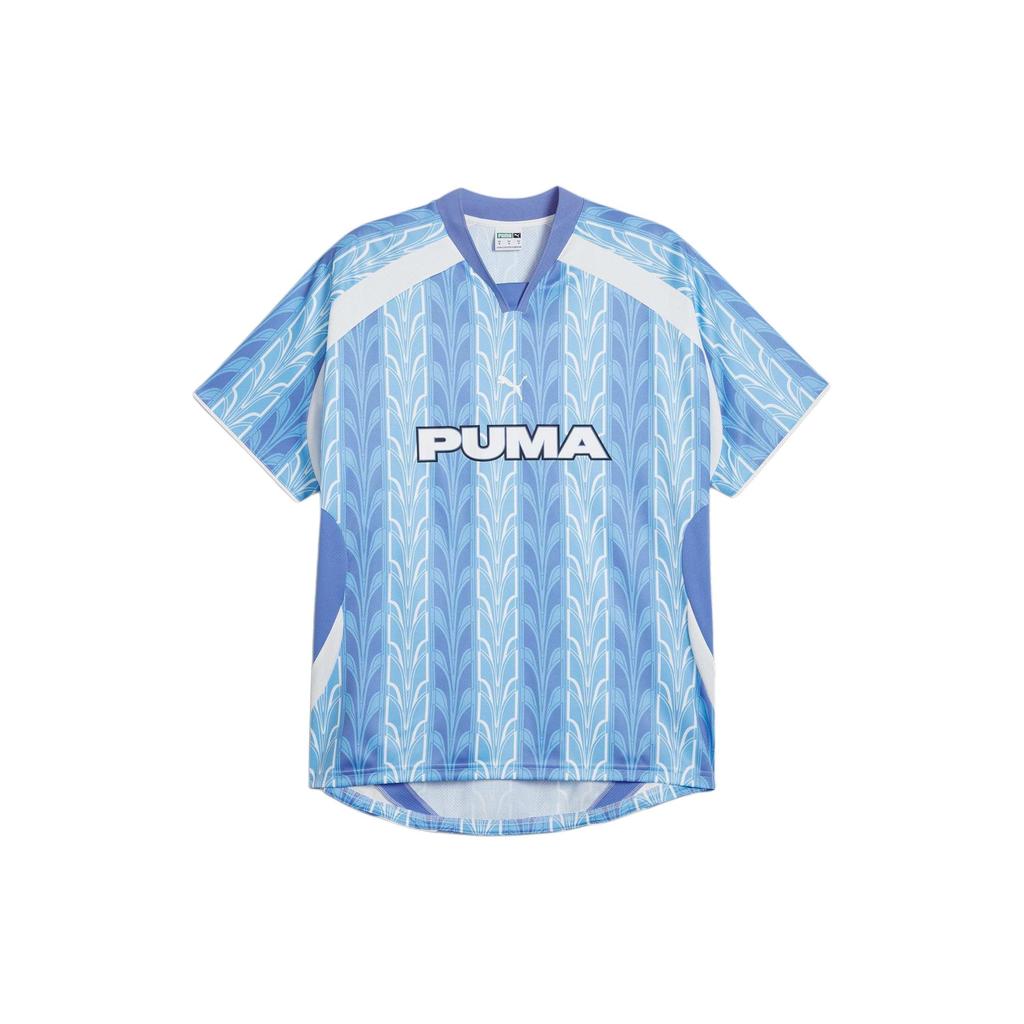 Puma Color Block Letter Print Casual Breathable Training Short Sleeve Football Shirt Unisex Tops Blue 627933-18