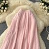 Autumn Winter Women Elegant Furry Knitted Long Midi High Waist A-line Skirt