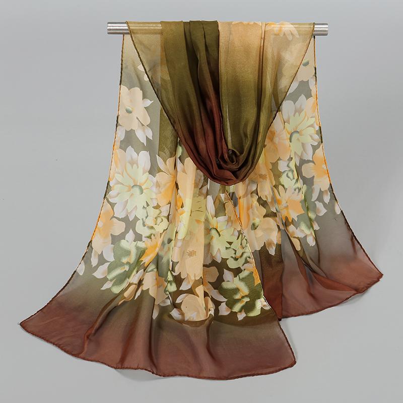 Nuova Sciarpa in Seta Chiffon Stampata a Rose Donna Stola Leggera Protezione Solare Estiva da Esterno Scaldacollo Lungo 150*50Cm