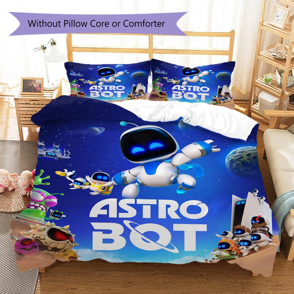 ASTRO BOT Pattern Bedding,Quilt Set Quilt Cover Pillowcase Home Birthday Gift (1 * Duvet Cover + 2 * Pillowcase, Without Core)