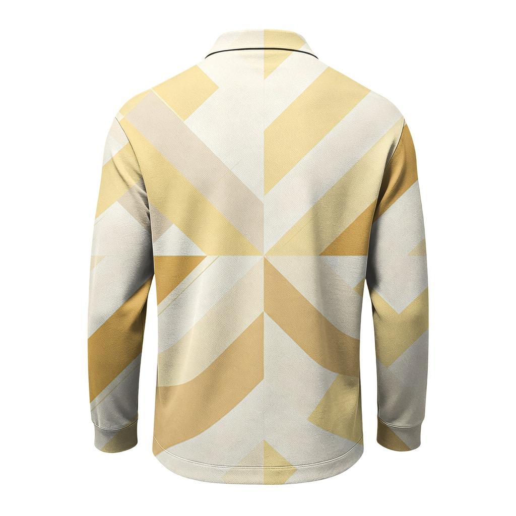 Men's Quick-Dry Mesh Long Sleeve Golf Shirt Printed Casual Top for Outdoor Activities