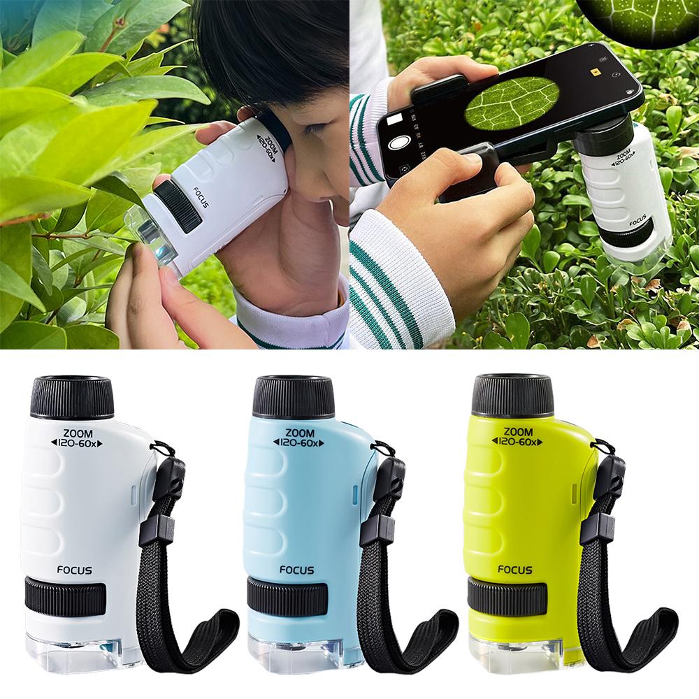 

Дети 60X-120X Биологический микроскоп Образовательные игрушки На открытом воздухе Школа Наука Экспериментальная игрушка Монокулярные микроскопы Светодиодный свет Лупа Студенты Подарок