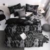 Couple Black Duvet Cover with Pillow Case Luxury Modern Comforter Bedding Set Quilt Cover Queen/King Double Single Bed