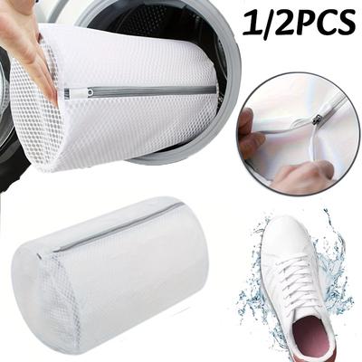 1/2pc Shoes Mesh Laundry Bag Versatile Shoe Washing Bag with Zipper Fine Net Reusable Shoes Socks Laundry Bag Clothing Organizer