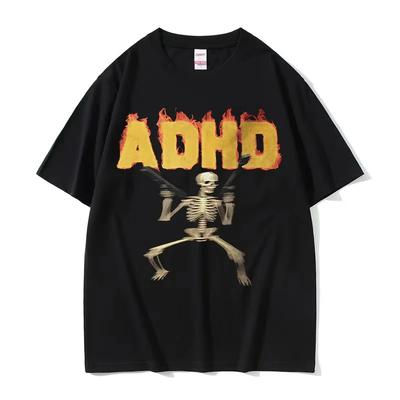 Lustige ADHS Meme Grafik T-Shirts Lässige T-Shirts mit Kurzarm zur Aufklärung über psychische Gesundheit Mode für Männer und Frauen Hochwertige Baumwoll-Tees