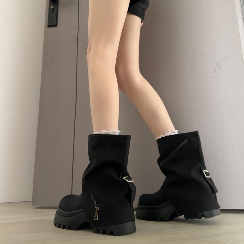 

Fashion Autumn Winter Platform Thick Bottom Women Long Boots Fashion Slip on Shoes Vintage Ladies Knight Botas 35 чёрный