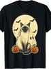 Halloween Siamese Cat Sheet Seal Point Moon T-Shirt