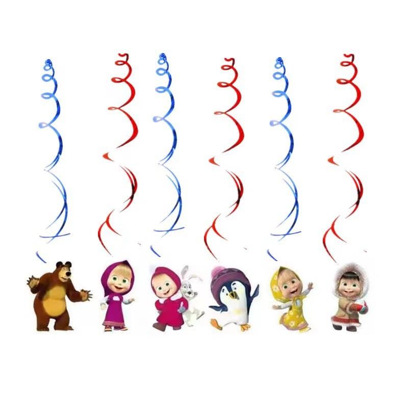 Masha And Bear Birthday Party Decorations Party Tableware Cake Flag Napkin Candy Box Backdrop Balloon Baby Shower Party Supplies